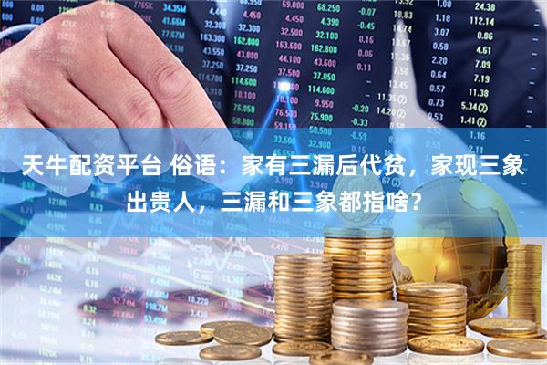 天牛配资平台 俗语：家有三漏后代贫，家现三象出贵人，三漏和三象都指啥？